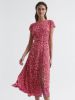 Reiss Red Livia Petite Printed Cut Out Back Midi Dress sold by Reiss