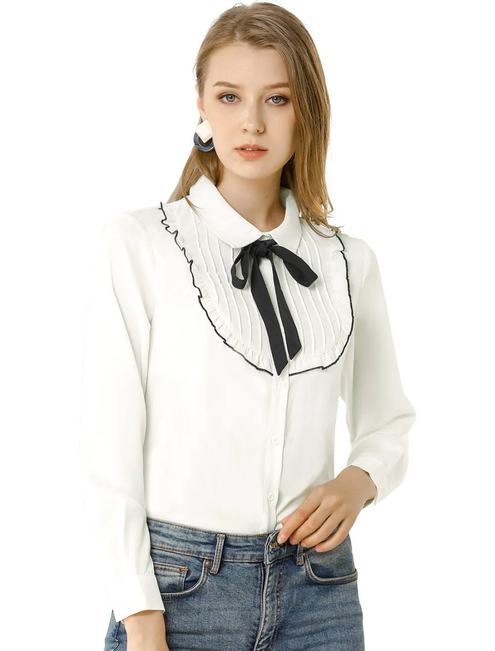 Allegra K- Tie Neck Long Sleeve Blouse sold by Reitmans