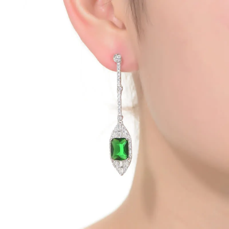 Genevive Sterling Silver White Gold Plated with Colored Cubic Zirconia Dangle Earrings sold by Reitmans product image thumbnail 3