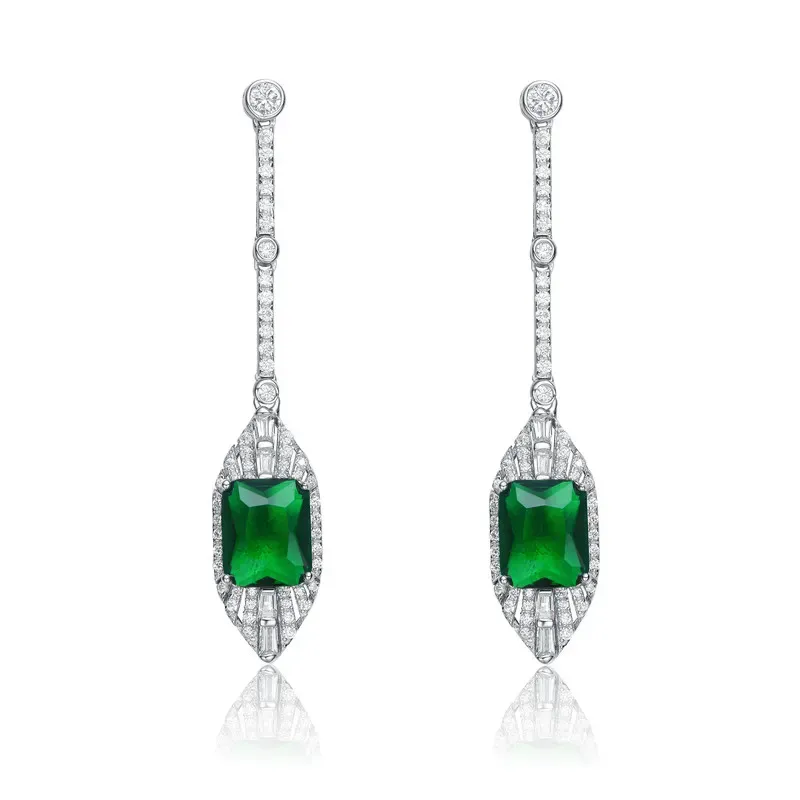 Genevive Sterling Silver White Gold Plated with Colored Cubic Zirconia Dangle Earrings sold by Reitmans product image thumbnail 5