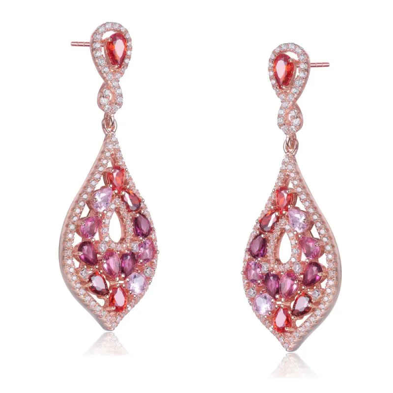 Genevive - Yellow Gold Plated Multi Colored Cubic Zirconia Accent Dangle Earrings sold by Reitmans