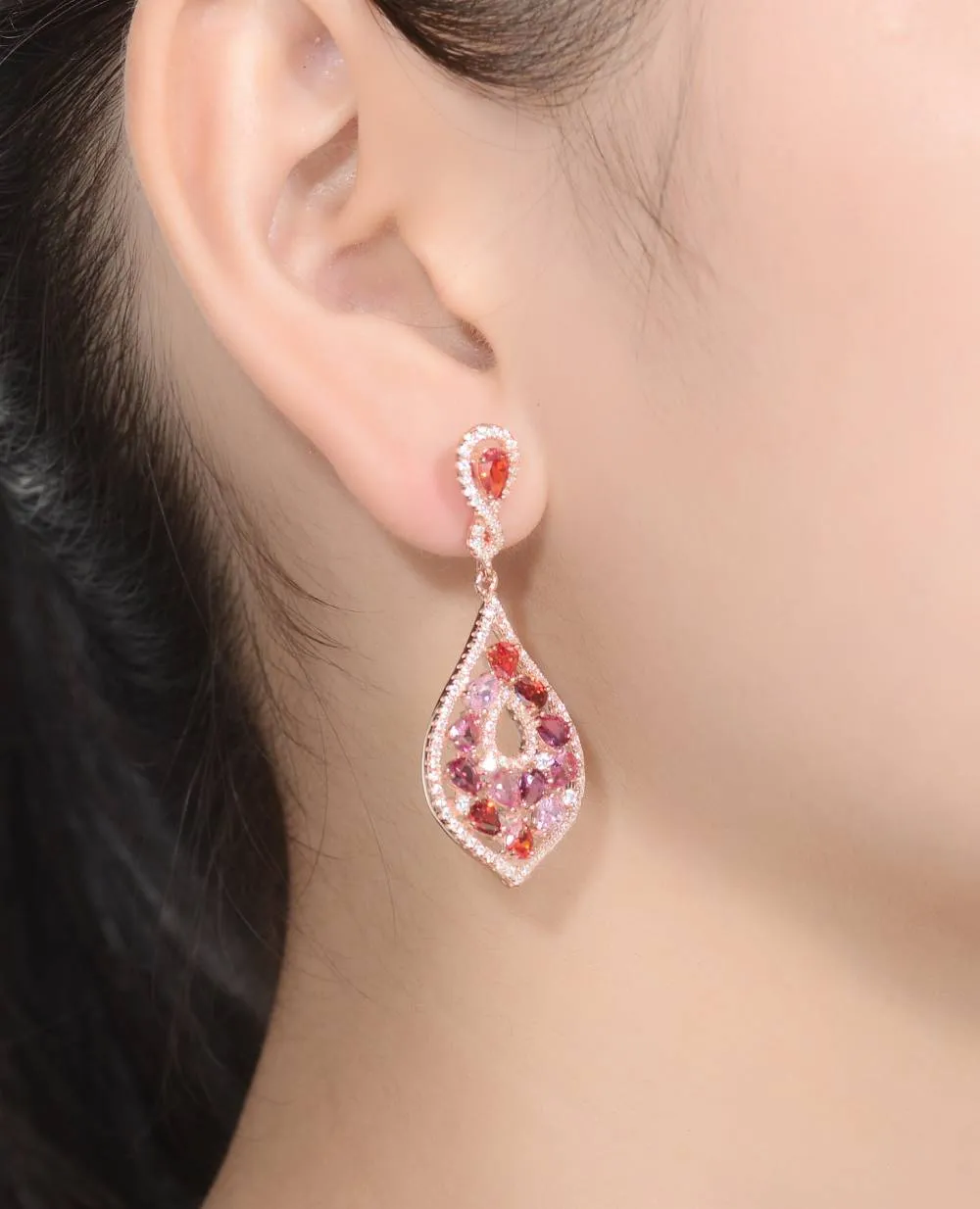 Genevive - Yellow Gold Plated Multi Colored Cubic Zirconia Accent Dangle Earrings sold by Reitmans product image thumbnail 2