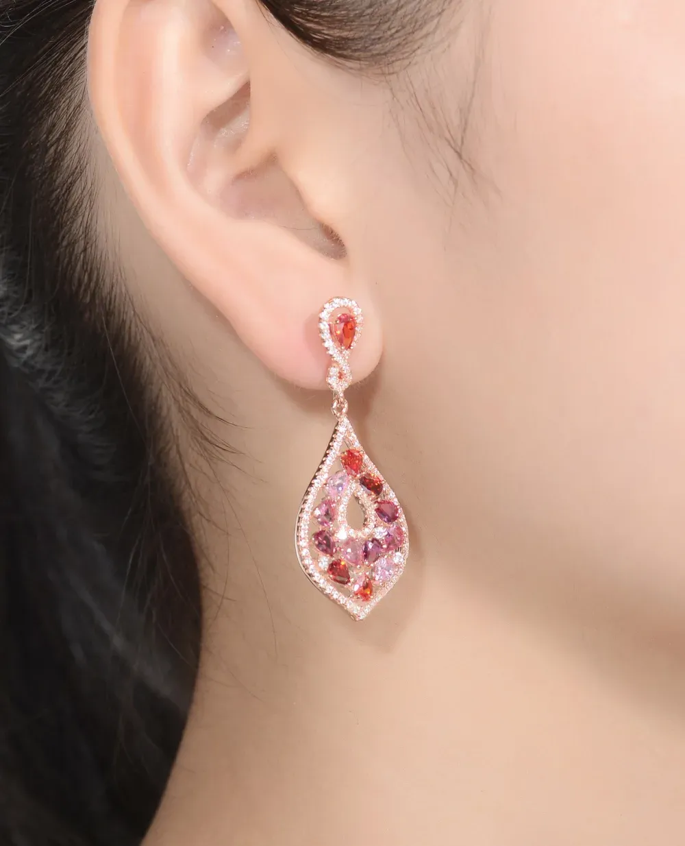 Genevive - Yellow Gold Plated Multi Colored Cubic Zirconia Accent Dangle Earrings sold by Reitmans product image thumbnail 4