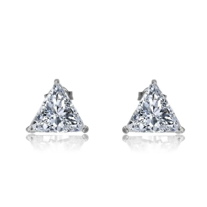 Stella Valentino Sterling Silver with 4ctw Lab Created Trillion Triangle Modern Stud Earrings sold by Reitmans