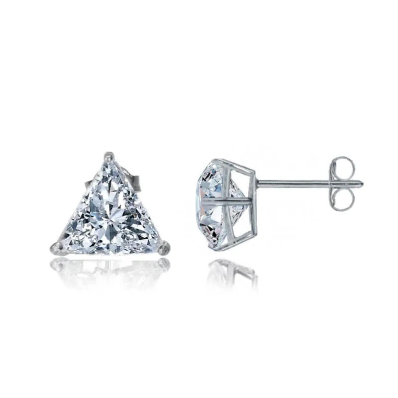 Stella Valentino Sterling Silver with 4ctw Lab Created Trillion Triangle Modern Stud Earrings sold by Reitmans product image thumbnail 2