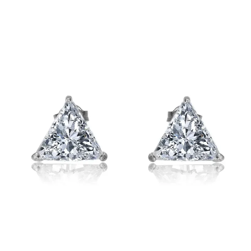 Stella Valentino Sterling Silver with 4ctw Lab Created Trillion Triangle Modern Stud Earrings sold by Reitmans product image thumbnail 4
