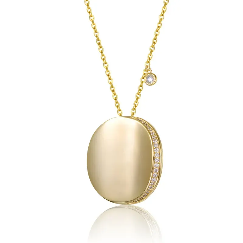 Rachel Glauber 14k Gold Plated with Clear Cubic Zirconia Round Circle Pendant Necklace sold by Reitmans product image thumbnail 4