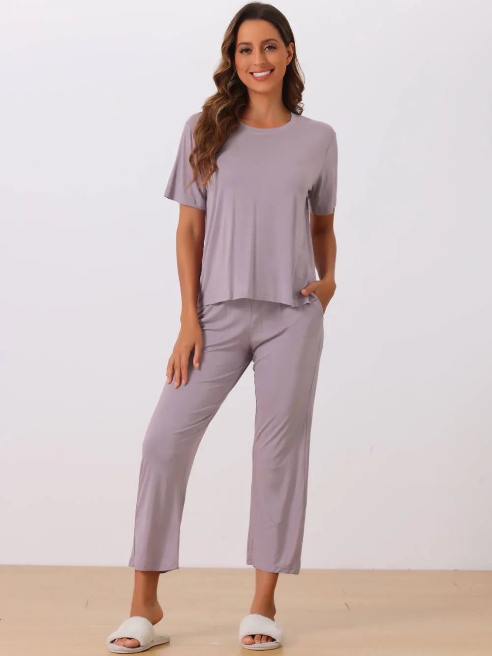 Cheibear - Short Sleeve Solid Nightwear Pajama Set sold by Reitmans product image thumbnail 2