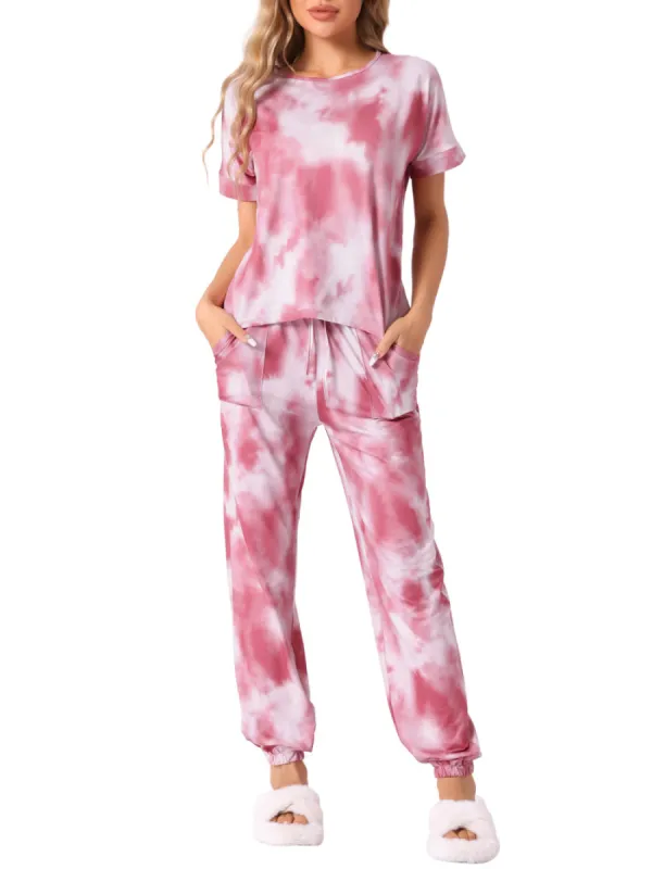 Cheibear - Tie Dye Sleepwear Short Sleeve Pajama Set sold by Reitmans