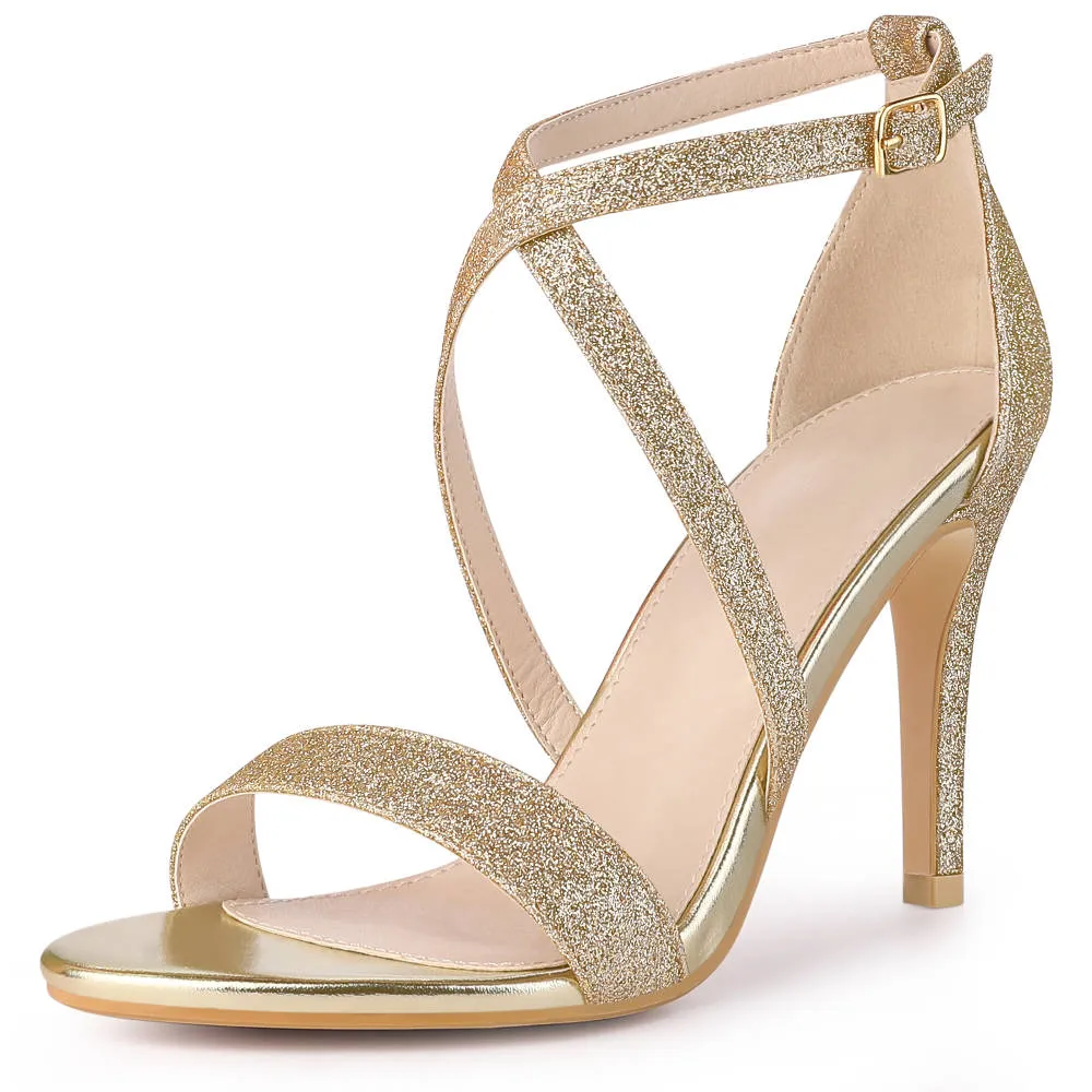 Allegra K- Glitter Crisscross Strap Stiletto Heels Sandals sold by Reitmans