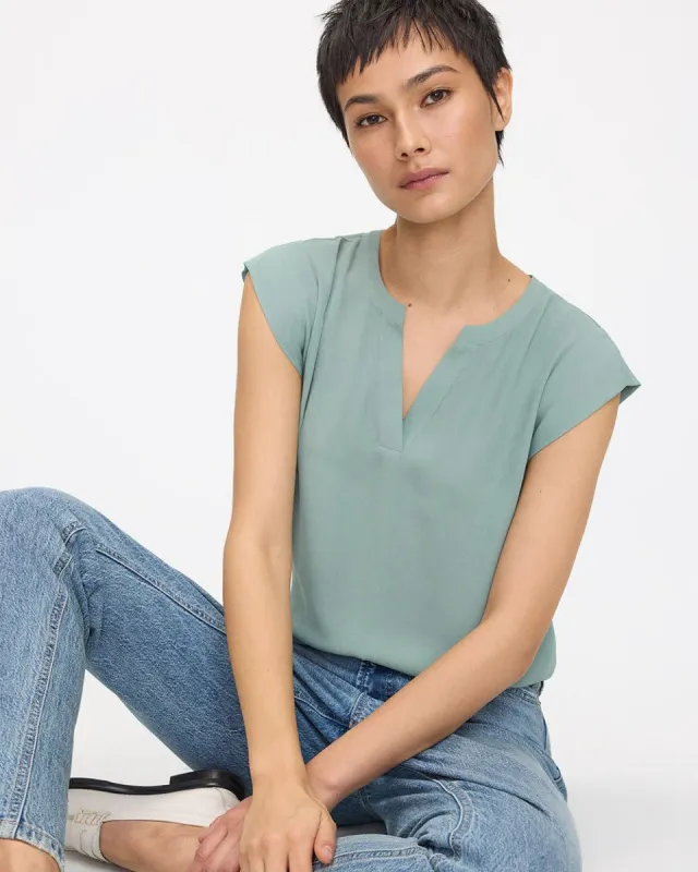 Cap-Sleeve Blouse with Split Neckline - R Essentials sold by Reitmans