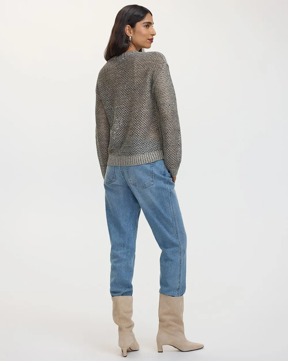 Long-Sleeve Crew-Neck Open-Stitch Sweater sold by Reitmans product image thumbnail 2