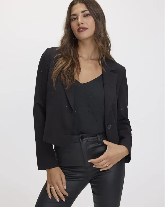 Cropped Blazer with Rhinestones - The Timeless sold by Reitmans