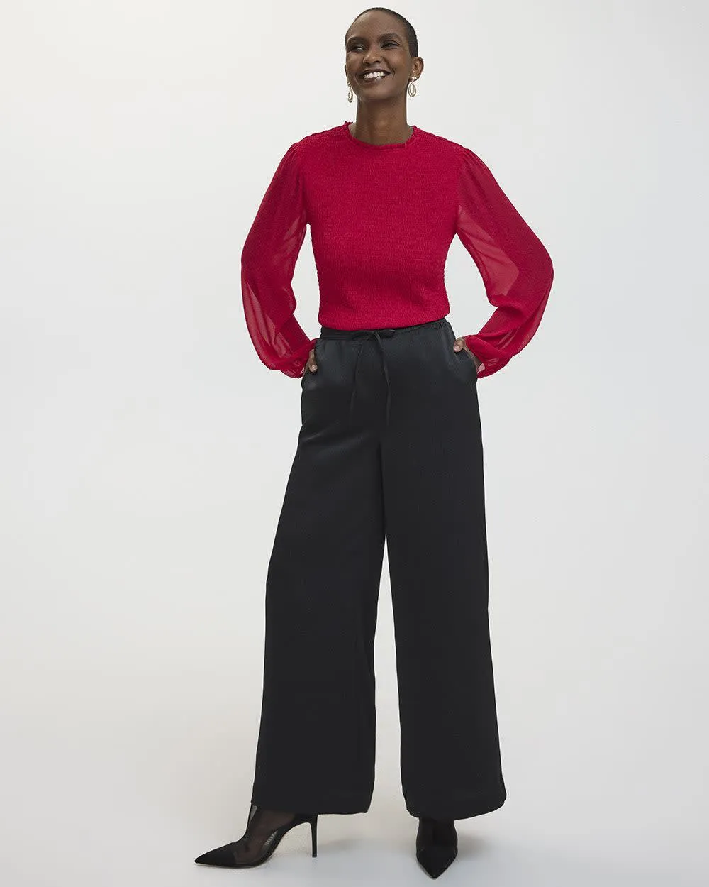 Wide-Leg High-Rise Waffled Pant - Petite sold by Reitmans