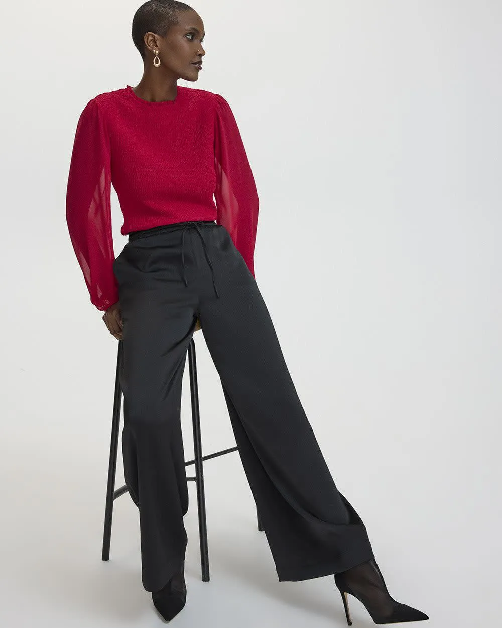 Wide-Leg High-Rise Waffled Pant - Petite sold by Reitmans product image thumbnail 4