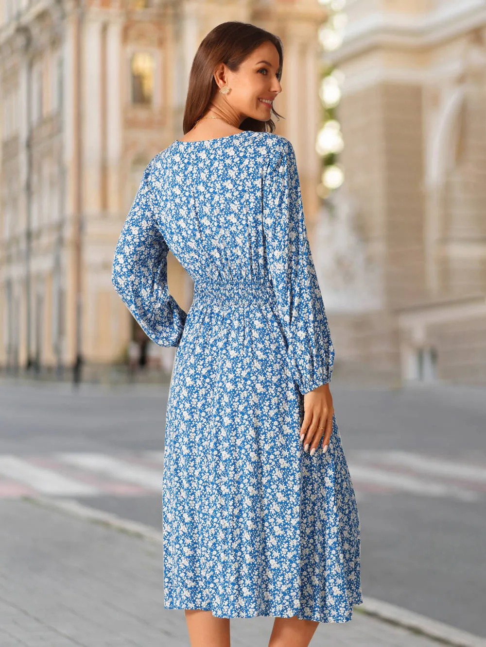 INSPIRE CHIC - Floral V-Neck Long Sleeve Midi Dress sold by Reitmans product image thumbnail 5