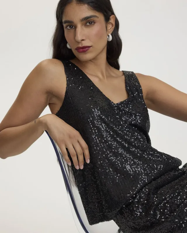 V-Neck Sleeveless Sequin Top sold by Reitmans