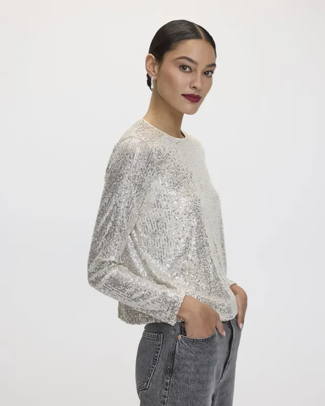 Long-Sleeve Crew-Neck Sequins Top made by Reitmans