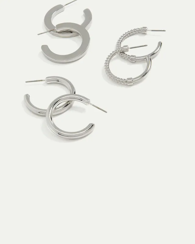 Thick Hoop Earrings, Set of 3 sold by Reitmans