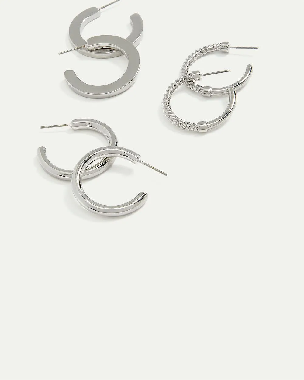 Thick Hoop Earrings, Set of 3 sold by Reitmans
