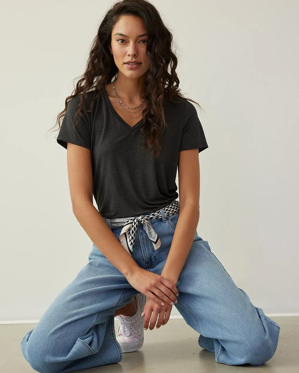 Short-Sleeve V-Neck Tee, R Essentials sold by Reitmans product image thumbnail 3