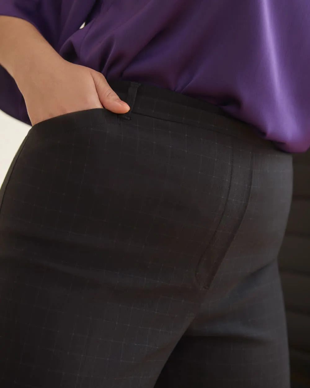 Straight-Leg High-Rise Windowpane Pants, The Iconic sold by Reitmans product image thumbnail 3