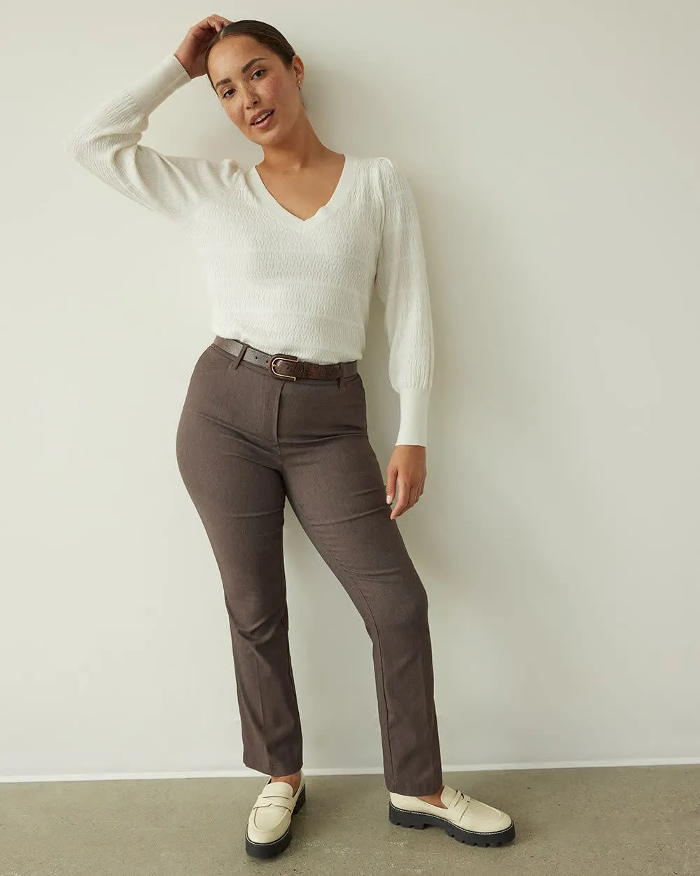 Straight-Leg High-Rise Herringbone Pants, The Iconic sold by Reitmans product image thumbnail 4