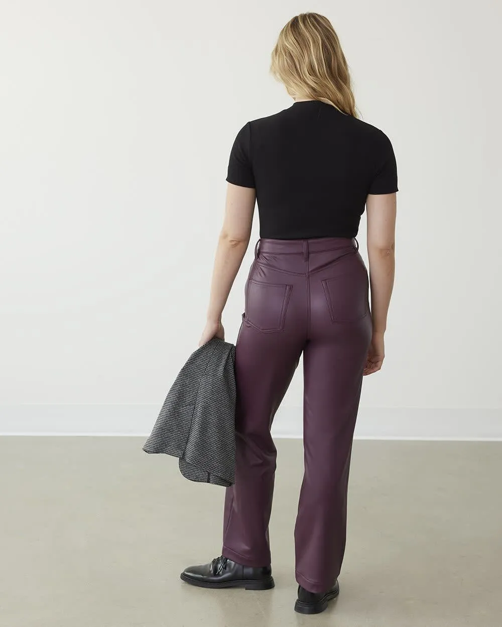 Straight-Leg High-Rise Faux Leather Pants - Petite sold by Reitmans product image thumbnail 2