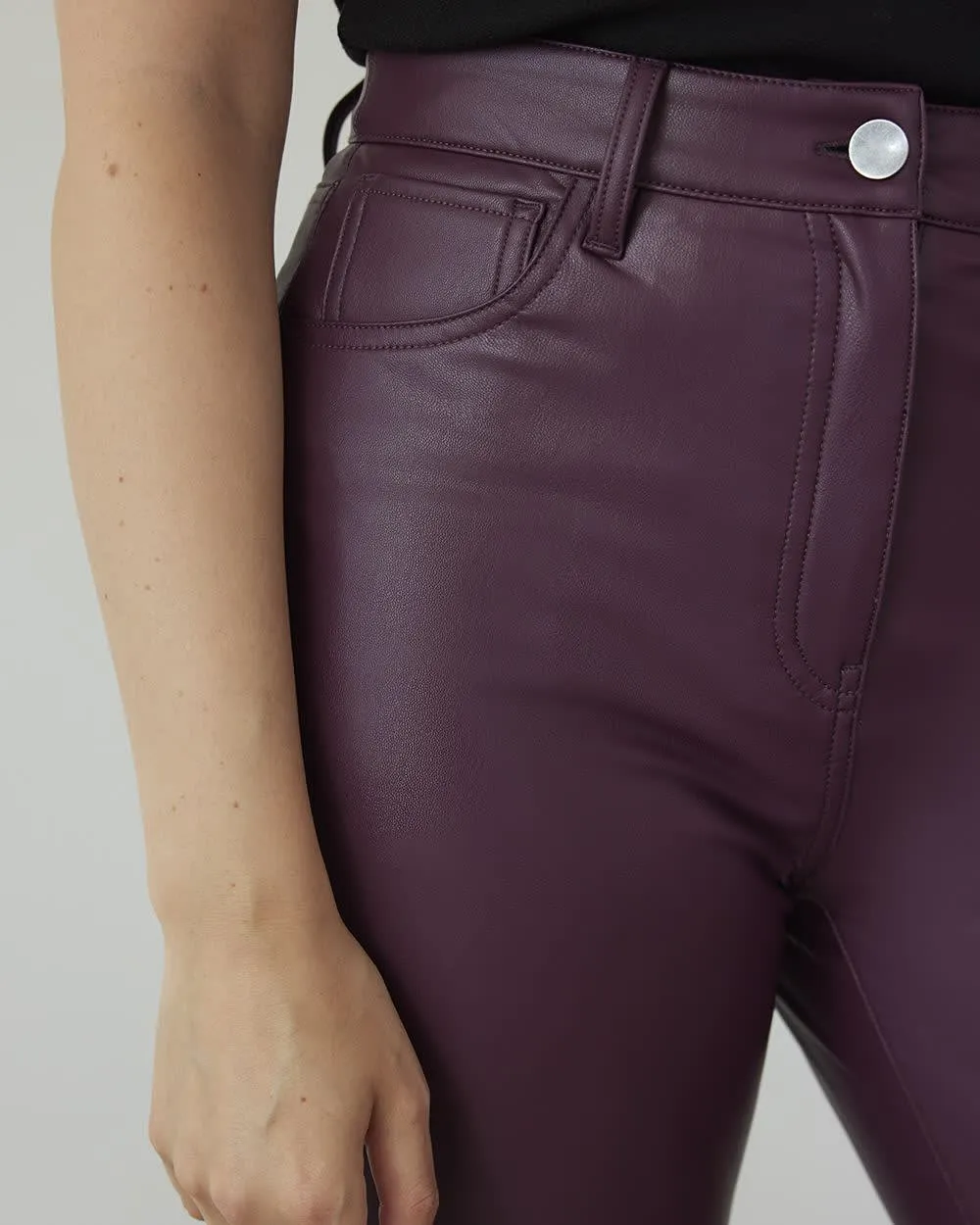 Straight-Leg High-Rise Faux Leather Pants - Petite sold by Reitmans product image thumbnail 3