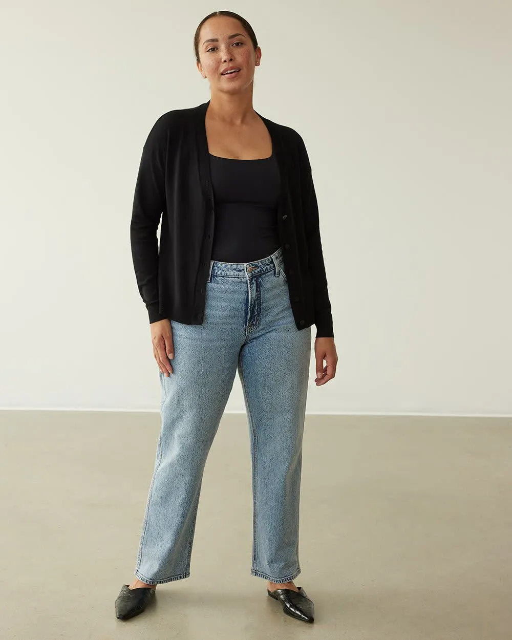 Straight-Leg High-Rise Jean - Curvy Fit sold by Reitmans