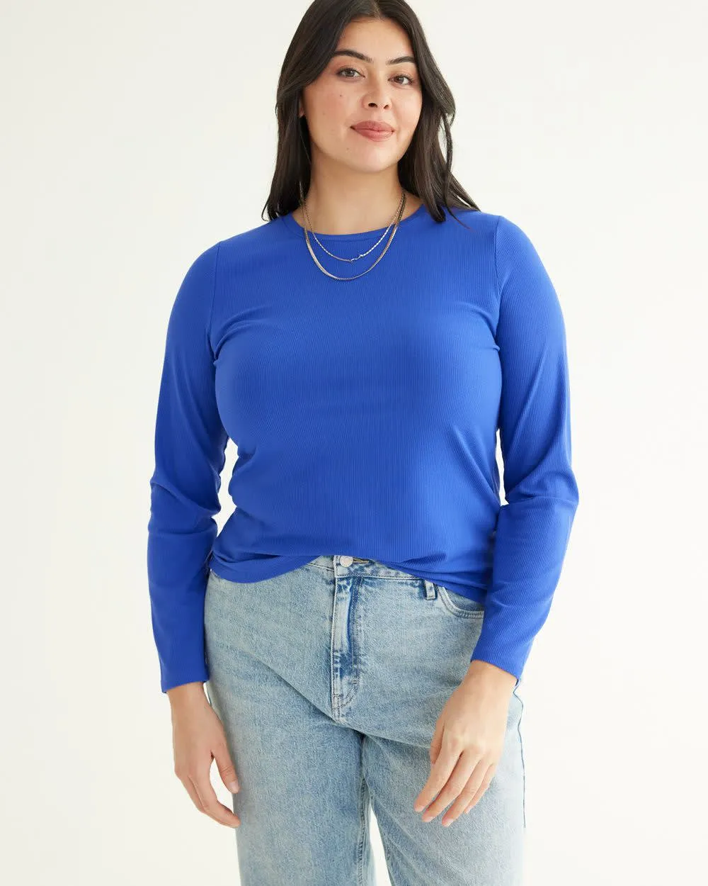 Long-Sleeve Crew-Neck Ribbed Tee sold by Reitmans