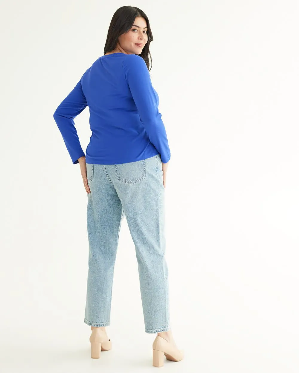 Long-Sleeve Crew-Neck Ribbed Tee sold by Reitmans product image thumbnail 2