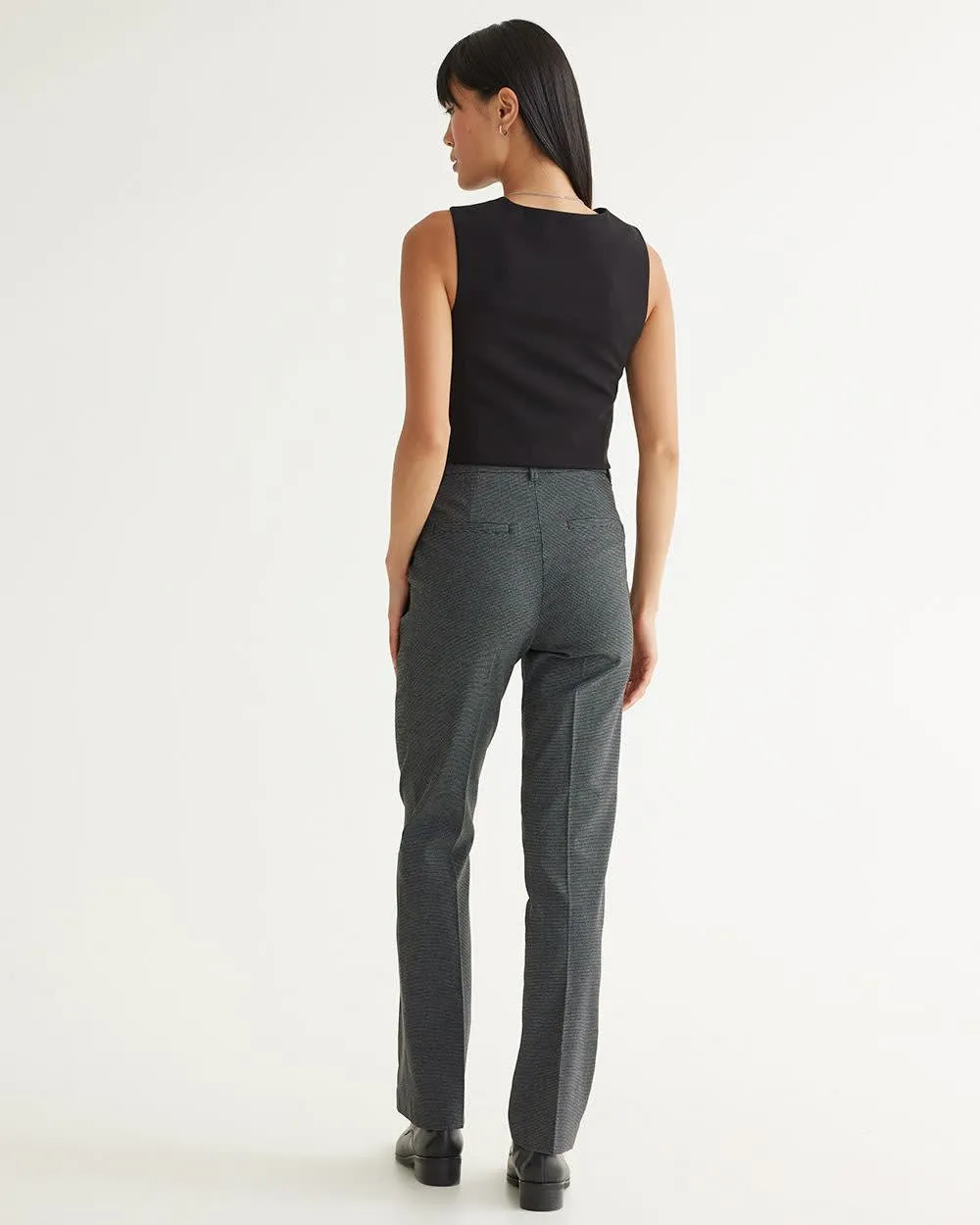 Straight-Leg High-Rise Houndstooth Pants, The Iconic - Petite sold by Reitmans product image thumbnail 2