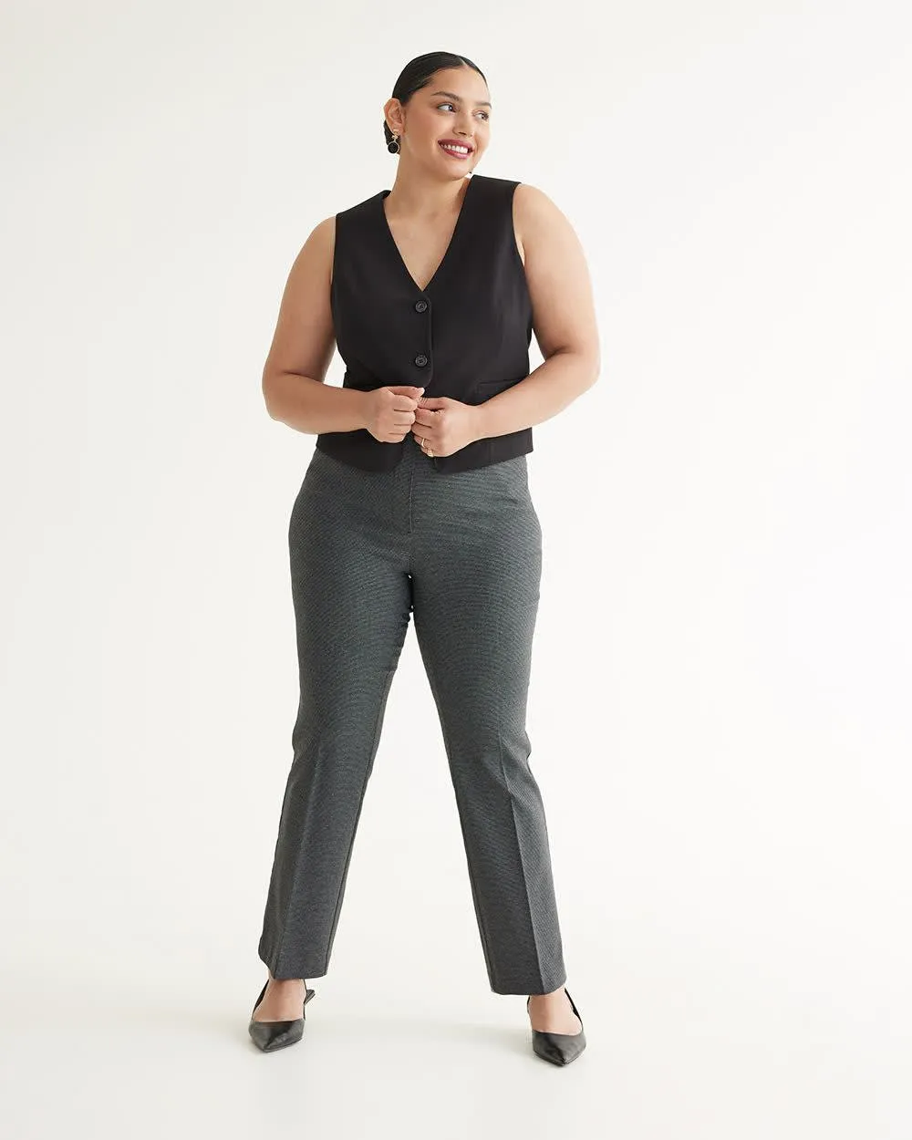 Straight-Leg High-Rise Houndstooth Pants, The Iconic - Tall sold by Reitmans product image thumbnail 4