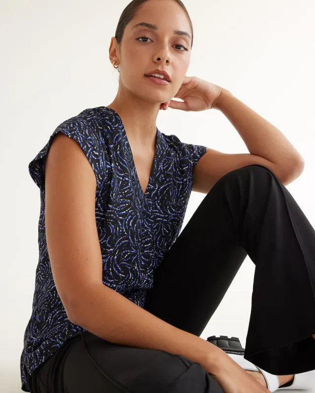 Cap-Sleeve Blouse with V Neckline, R Essentials sold by Reitmans