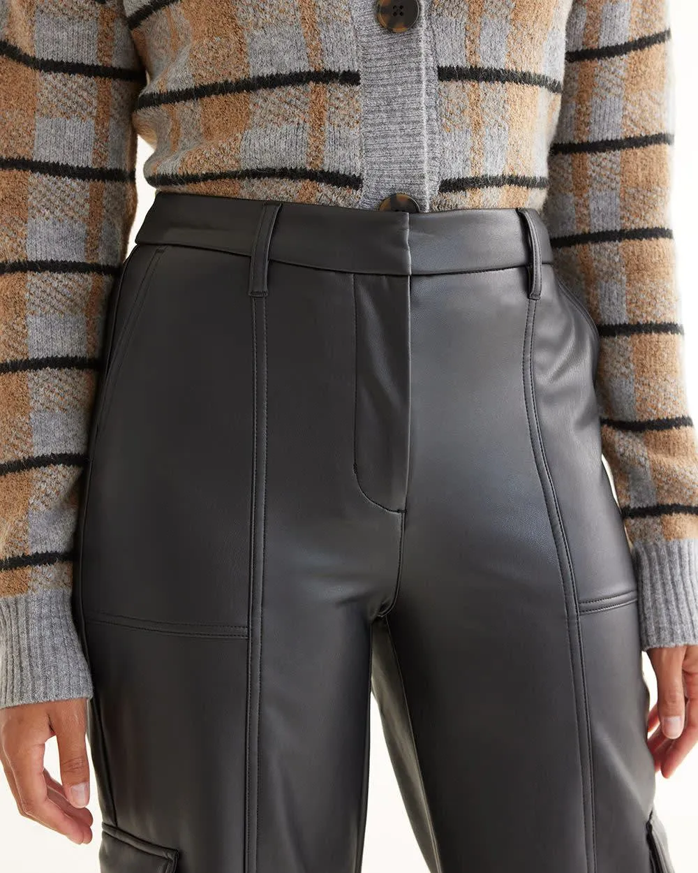 Wide-Leg Cargo Faux Leather Pants sold by Reitmans product image thumbnail 4