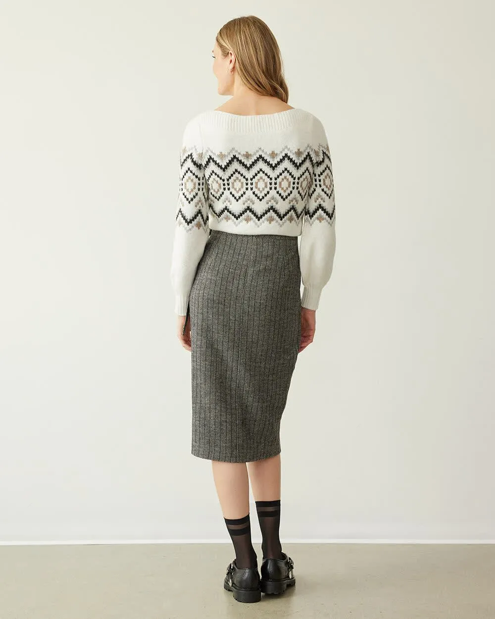 Herringbone Wrap Midi Skirt sold by Reitmans product image thumbnail 2