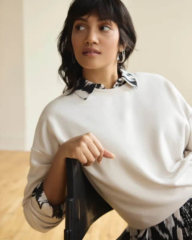 Recycled Polyester Crew-Neck Sweatshirt, R Essentials sold by Reitmans