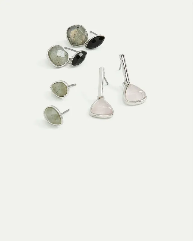 Stud Earrings with Stones, Set of 3 sold by Reitmans