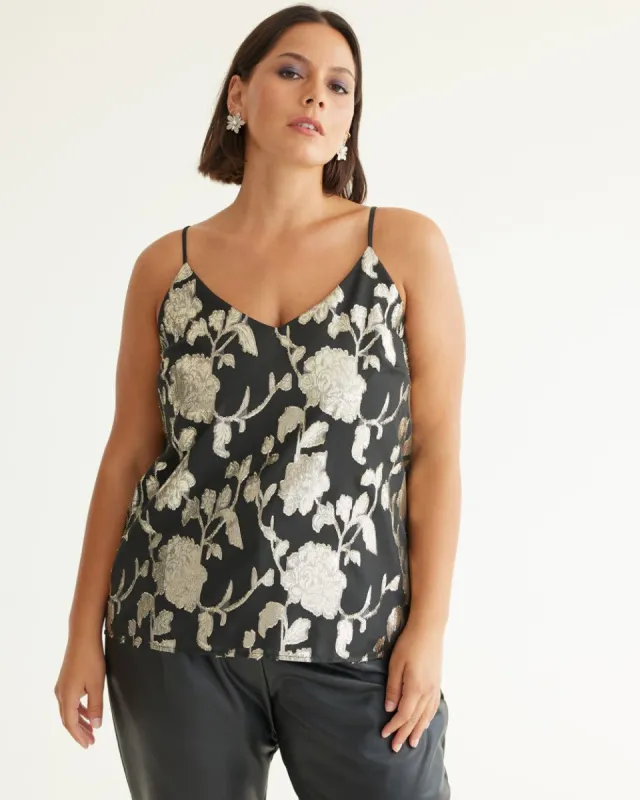 V-Neck Sleeveless Blouse with Metallic Embellishments sold by Reitmans