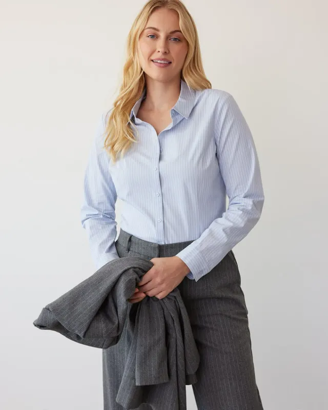 Buttoned-Down Long-Sleeve Poplin Blouse, R essentials sold by Reitmans