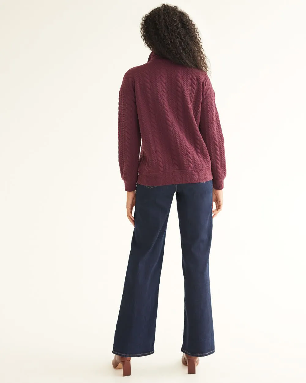 Long-Sleeve Mock-Neck Sweater with Half-Zip sold by Reitmans product image thumbnail 2