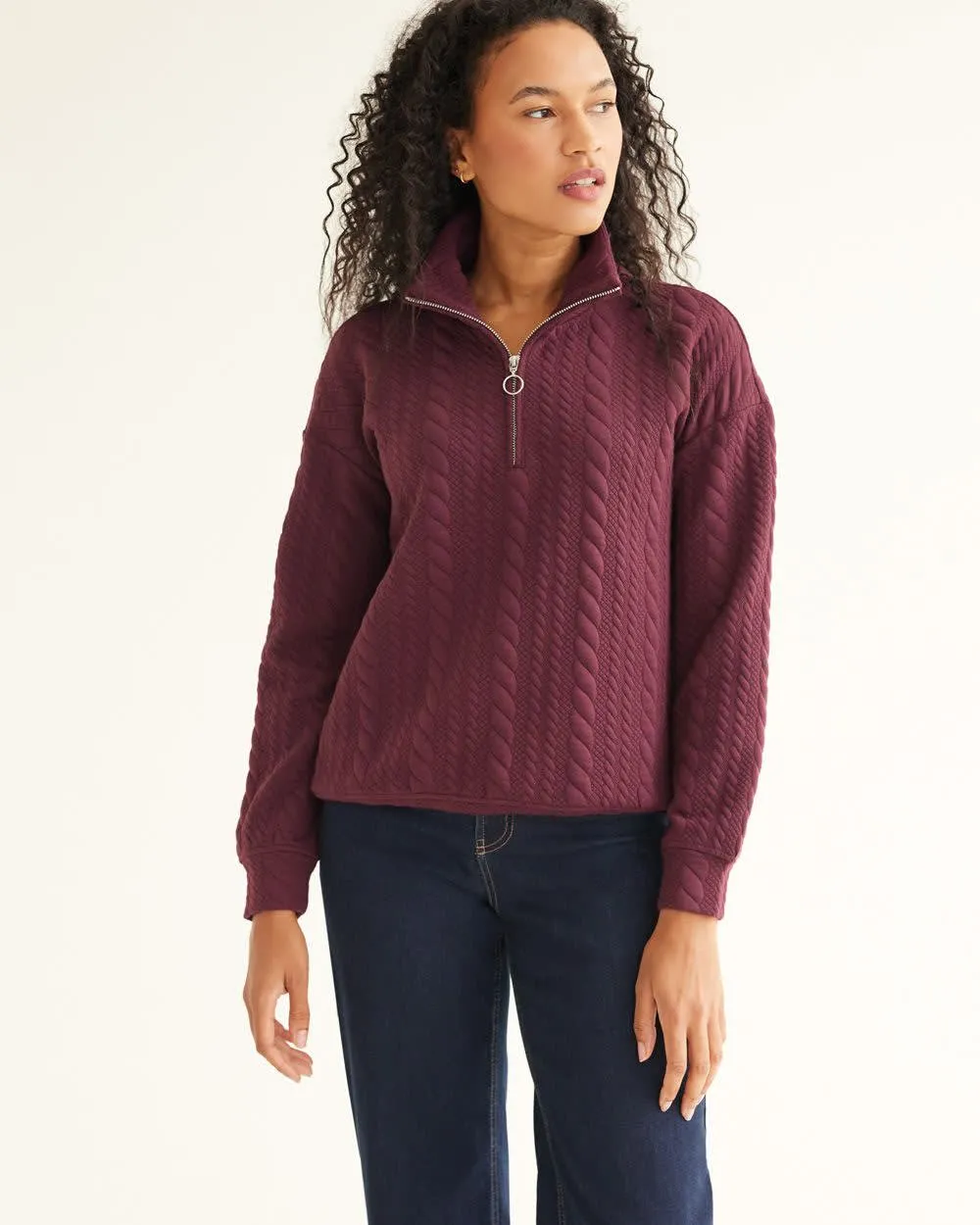 Long-Sleeve Mock-Neck Sweater with Half-Zip sold by Reitmans product image thumbnail 3