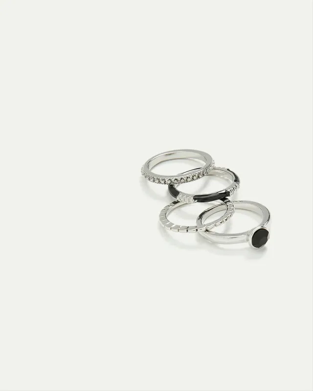 Rings with Enamel and Stones - Set of 4 sold by Reitmans