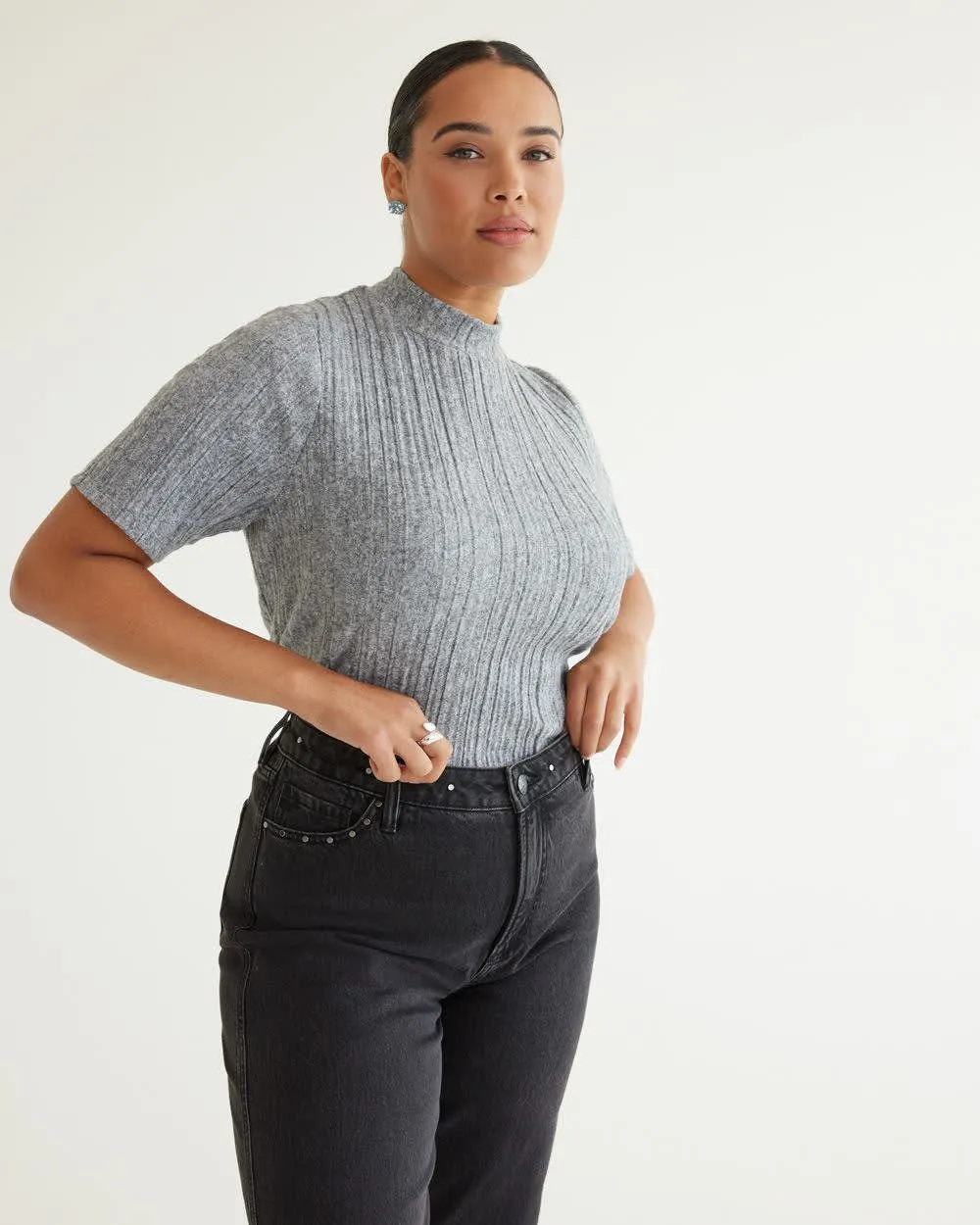 Elbow-Sleeve Mock-Neck Tee sold by Reitmans
