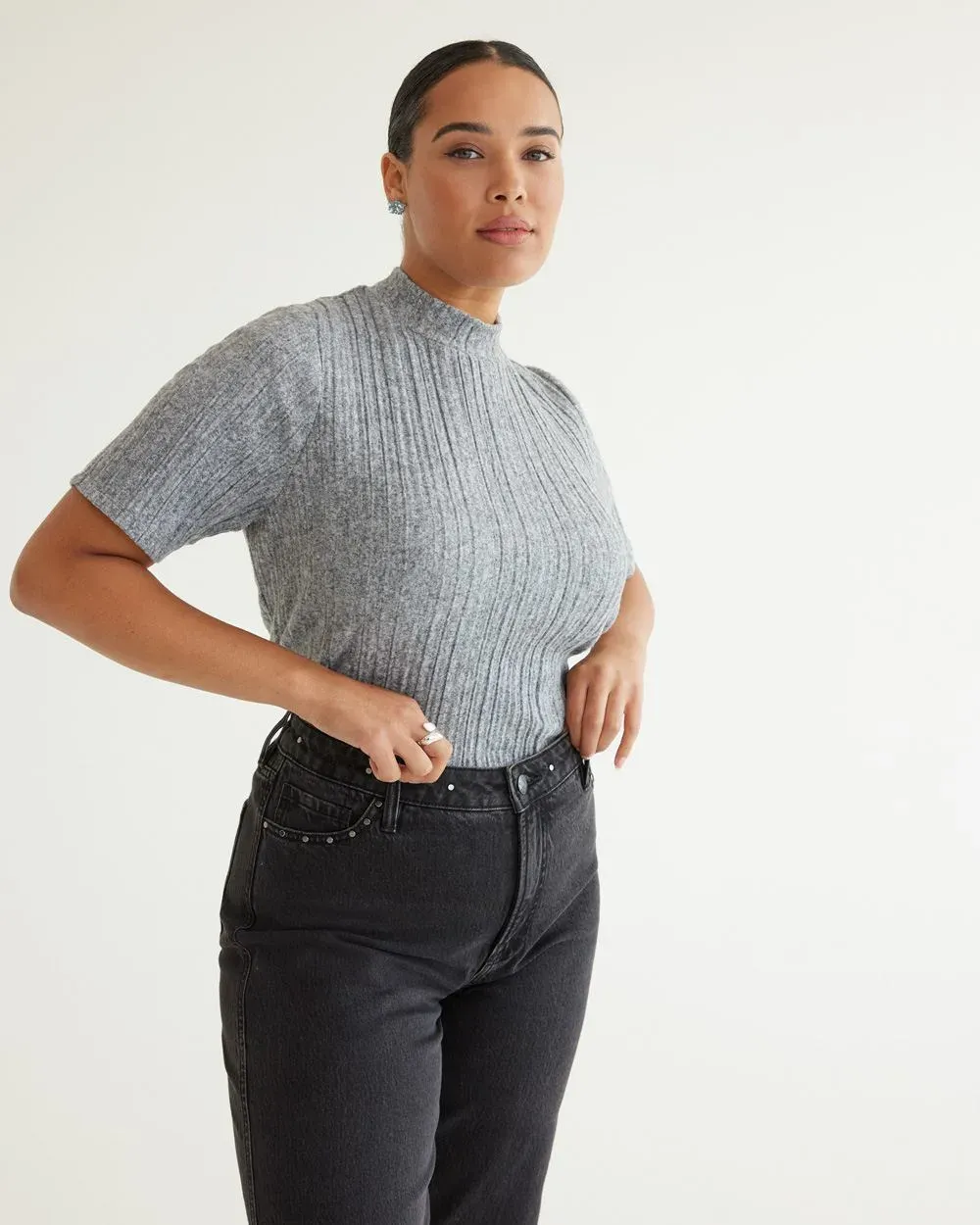 Elbow-Sleeve Mock-Neck Tee sold by Reitmans product image thumbnail 4