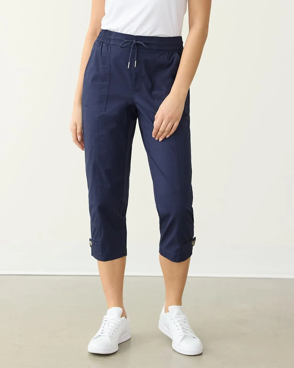 Straight-Leg High-Rise Poplin Capri Pant - Petite sold by Reitmans