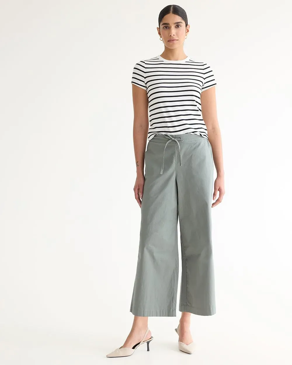 Wide-Leg Cropped High-Rise Poplin Pant sold by Reitmans product image thumbnail 5