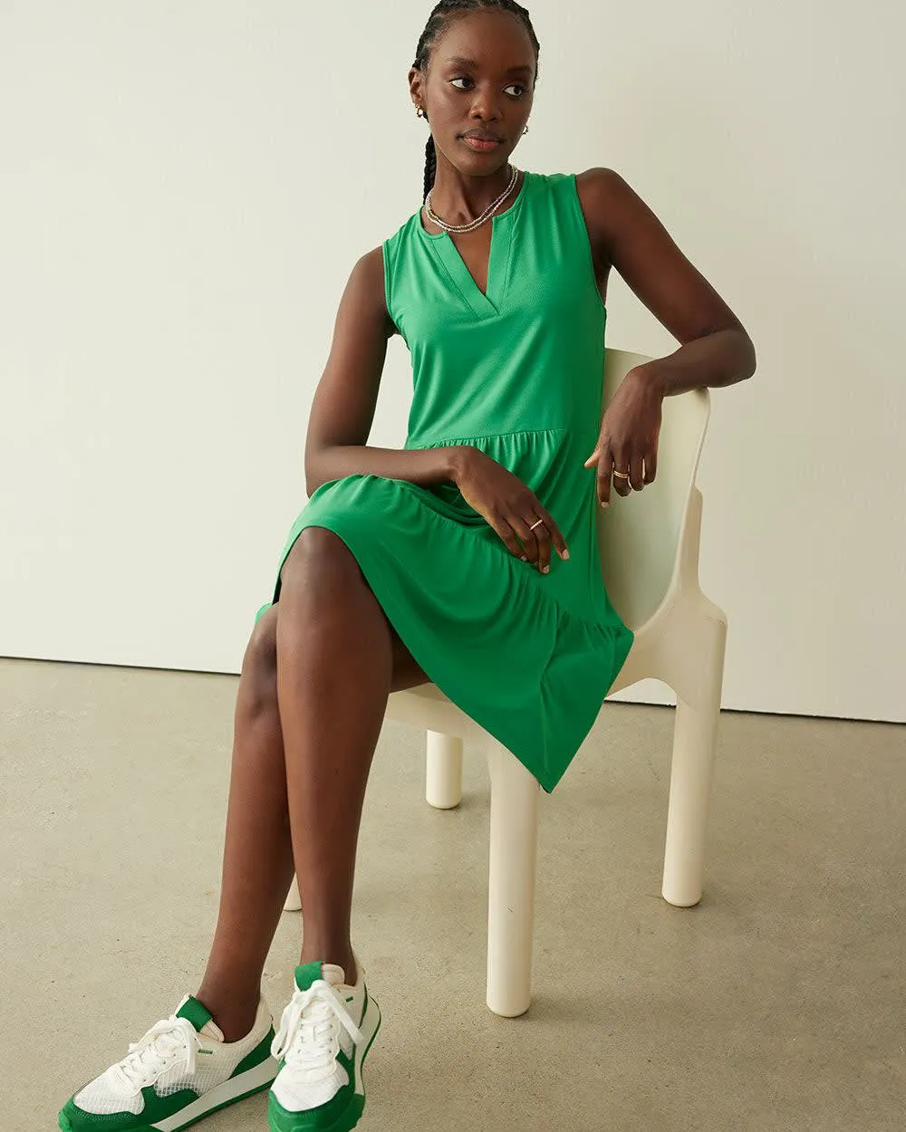 Sleeveless Split-Neck Tiered Dress sold by Reitmans product image thumbnail 4