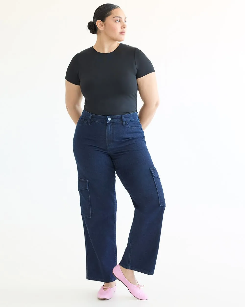 Straight-Leg High-Rise Cargo Denim Pant sold by Reitmans product image thumbnail 3